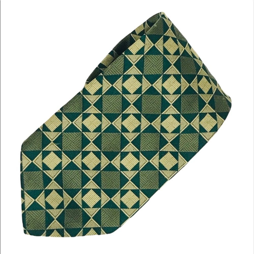 Pierre Cardin Square Shapes Tie Green Gold